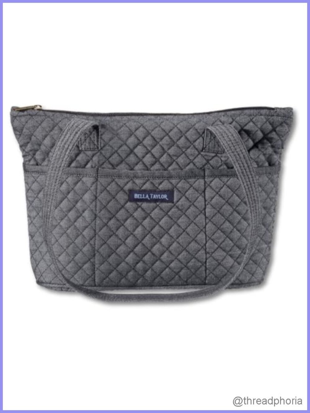 Quilted Shoulder Bag Small Tote 10-Pocket Organizer Lightweight Washable